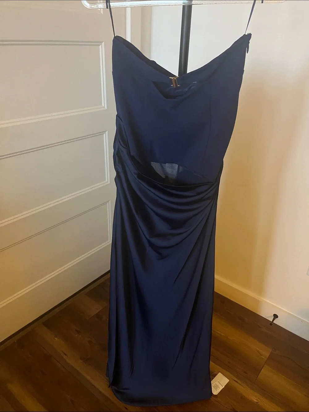 Abercrombie & Fitch Strapless Navy Blue Side-Slit Gown